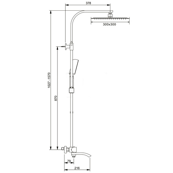 G2407-60 Душевая система GAPPO с верхним душем,термостатом и ручной лейкой (черный)