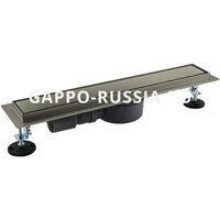 G83007-4 Трап-лоток GAPPO нерж 70*300мм (горизонтальный выпуск,ф40) (сатин)  сухой затвор и гидрозатвор, решетка под плитку