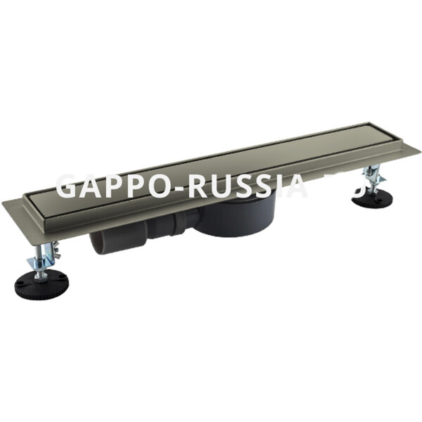 G83007-4 Трап-лоток GAPPO нерж 70*300мм (горизонтальный выпуск,ф40) (сатин)  сухой затвор и гидрозатвор, решетка под плитку
