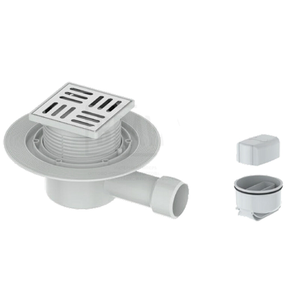 G81010-5 Трап 50 горизонтальный GAPPO латунь 100*100 (сатин) РЕГУЛИРУЕМЫЙ  сухой затвор