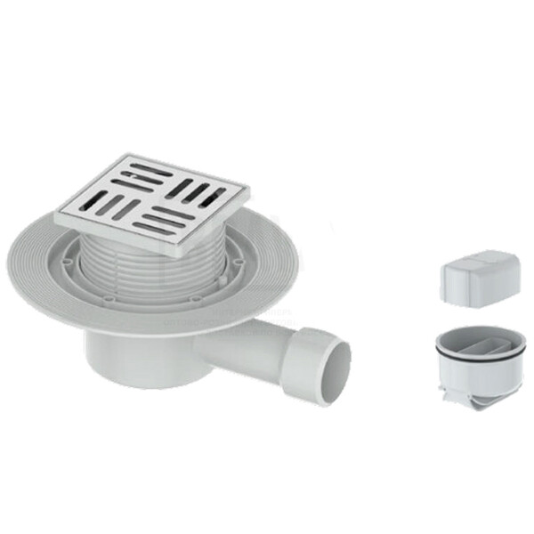 G81010-5 Трап 50 горизонтальный GAPPO латунь 100*100 (сатин) РЕГУЛИРУЕМЫЙ  сухой затвор