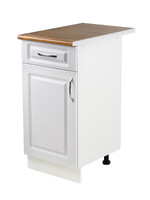 Рабочий стол 40 Ясень Белый (1 дверь + 1 ящик) фасад МДФ столешница цвет (Дуб Вотан) SANTREK HOME