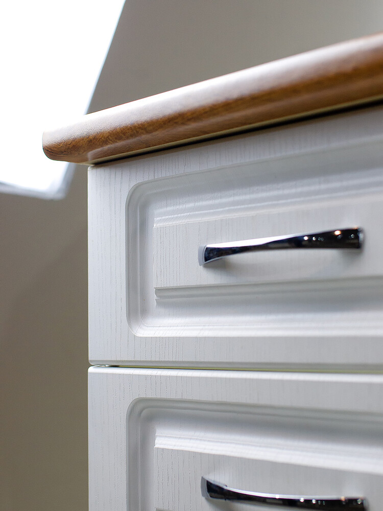 Рабочий стол 40 Ясень Белый (4 ящика) фасад МДФ столешница цвет (Дуб Вотан) SANTREK HOME