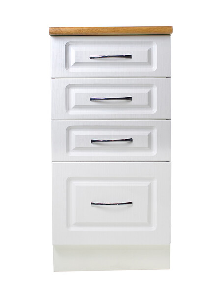 Рабочий стол 40 Ясень Белый (4 ящика) фасад МДФ столешница цвет (Дуб Вотан) SANTREK HOME