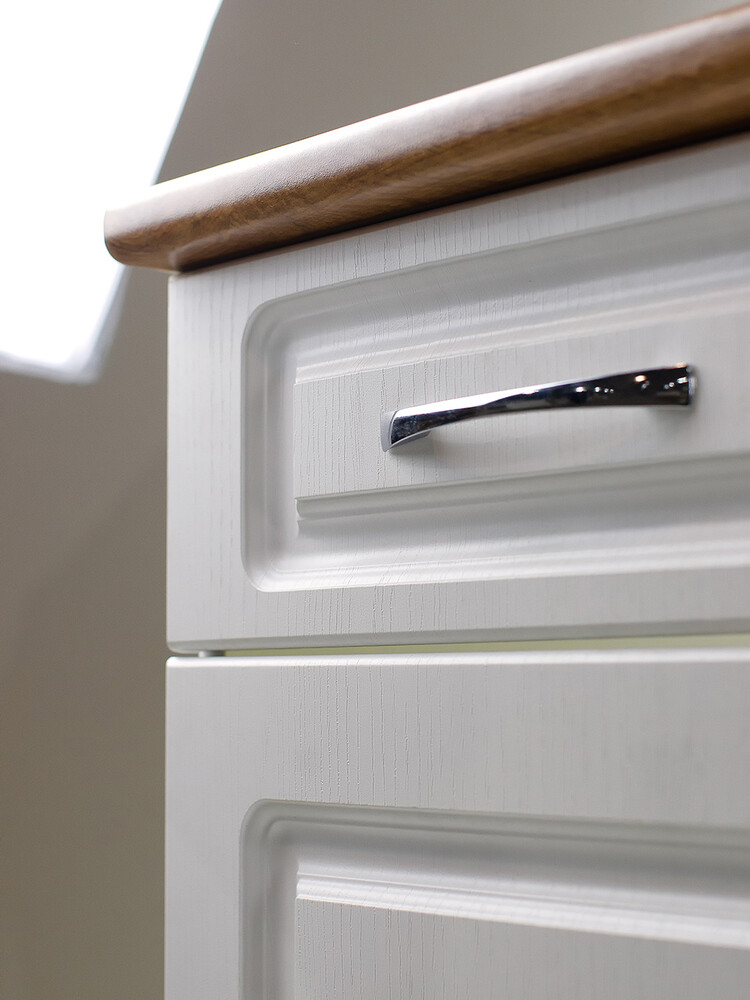 Рабочий стол 50 Ясень Белый (1 дверь + 1 ящик) фасад МДФ столешница цвет (Дуб Вотан) SANTREK HOME