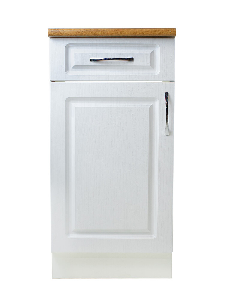 Рабочий стол 50 Ясень Белый (1 дверь + 1 ящик) фасад МДФ столешница цвет (Дуб Вотан) SANTREK HOME