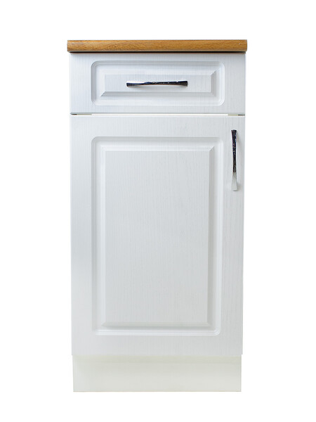 Рабочий стол 50 Ясень Белый (1 дверь + 1 ящик) фасад МДФ столешница цвет (Дуб Вотан) SANTREK HOME