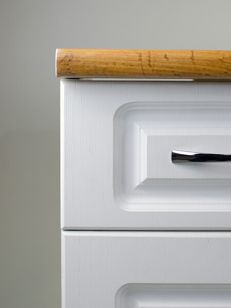 Рабочий стол 60 Ясень Белый (2 двери + 1 ящик) фасад МДФ столешница цвет (Дуб Вотан) SANTREK HOME