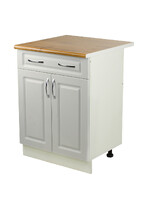 Рабочий стол 60 Ясень Белый (2 двери + 1 ящик) фасад МДФ столешница цвет (Дуб Вотан) SANTREK HOME