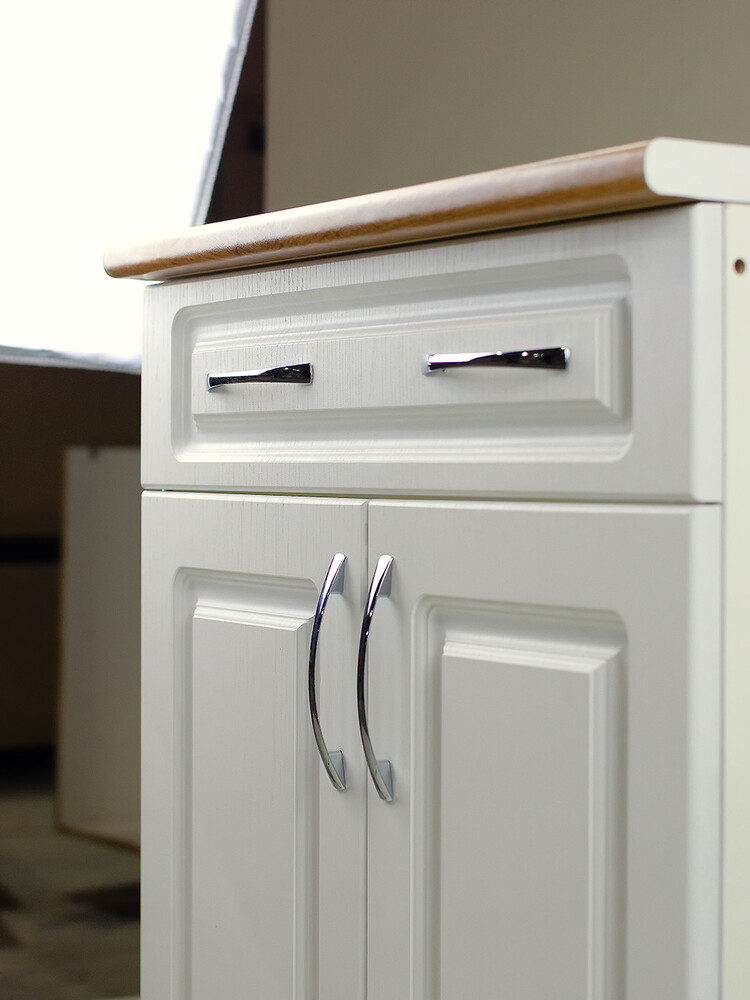 Рабочий стол 60 Ясень Белый (2 двери + 1 ящик) фасад МДФ столешница цвет (Дуб Вотан) SANTREK HOME