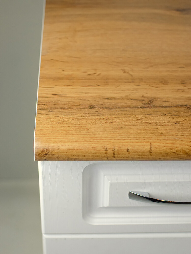 Рабочий стол 60 Ясень Белый (2 двери + 1 ящик) фасад МДФ столешница цвет (Дуб Вотан) SANTREK HOME