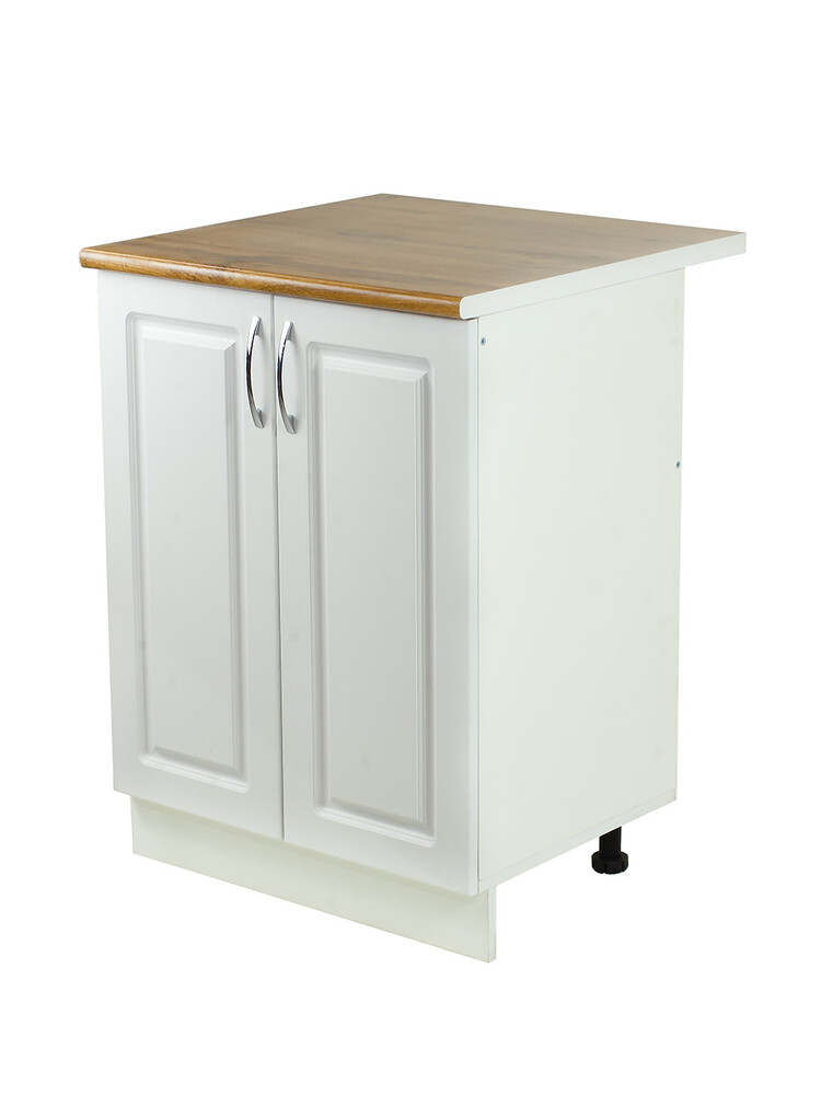 Рабочий стол 60 Ясень Белый (2 двери) фасад МДФ столешница цвет (Дуб Вотан) SANTREK HOME