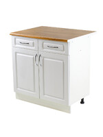 Рабочий стол 80 Ясень Белый (2 двери + 2 ящик) фасад МДФ столешница цвет (Дуб Вотан) SANTREK HOME