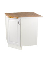 Рабочий стол угловой 85*85 (1 дверь) Ясень Белый фасад МДФ столешница цвет (Дуб Вотан) SANTREK HOME