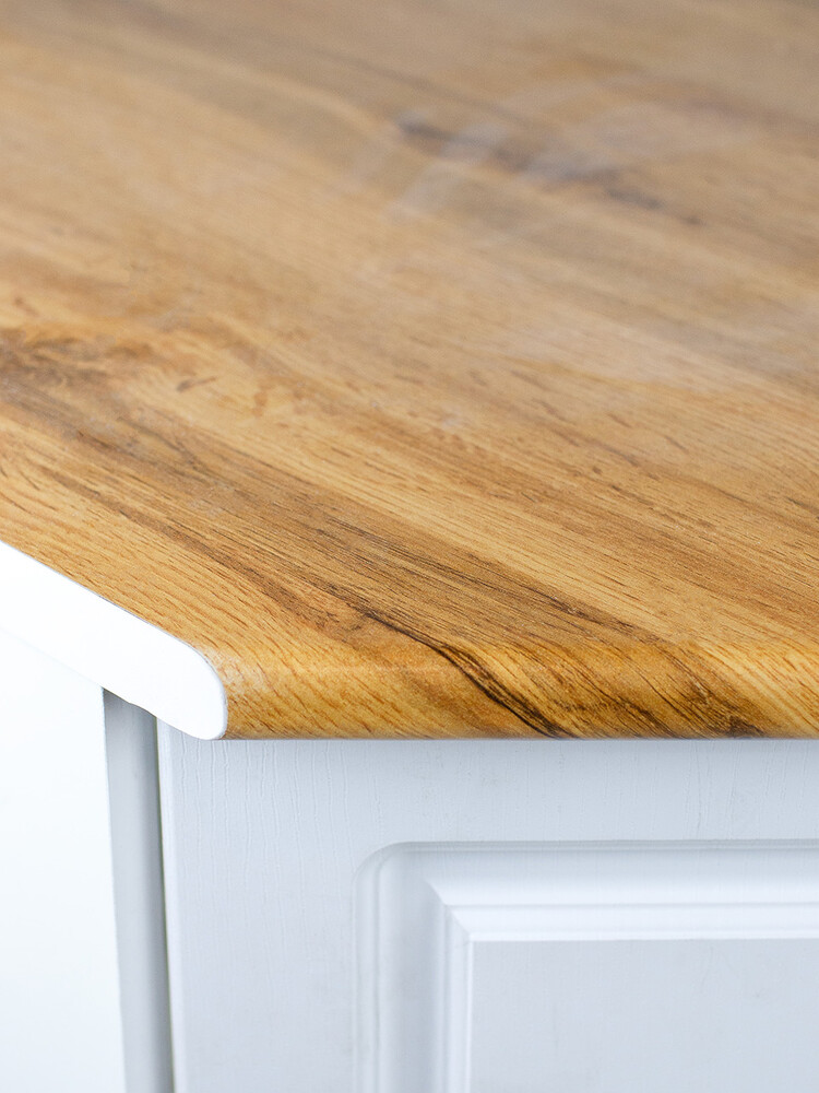 Рабочий стол угловой 85*85 (1 дверь) Ясень Белый фасад МДФ столешница цвет (Дуб Вотан) SANTREK HOME