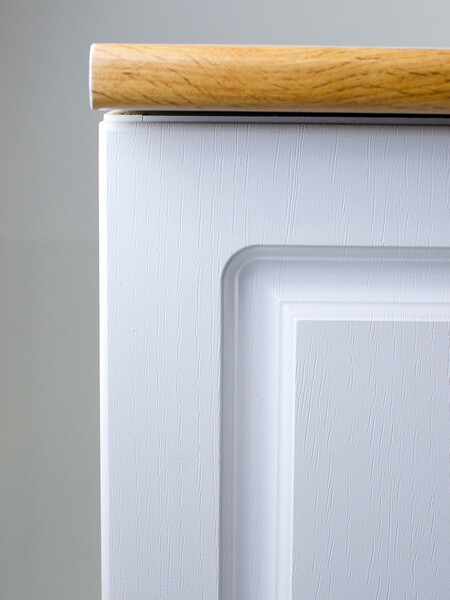 Стол торцевой 55 левый Ясень Белый фасад МДФ столешница цвет (Дуб Вотан) SANTREK HOME