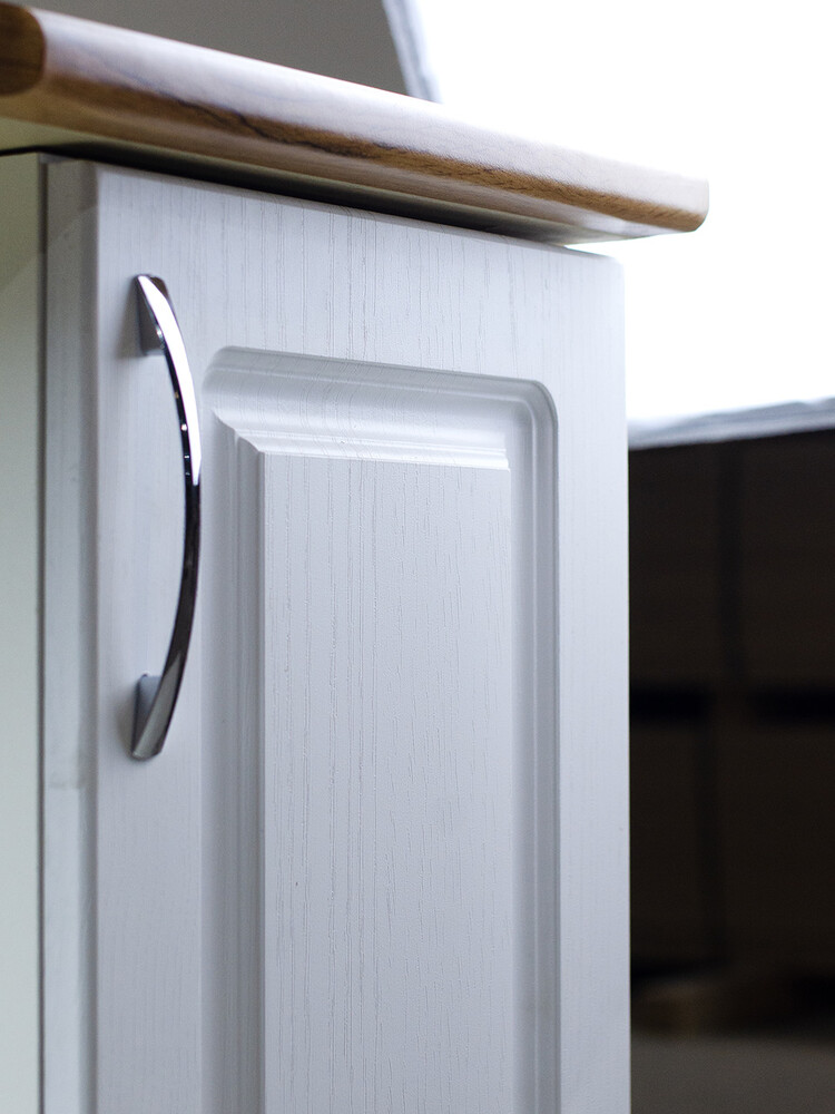 Стол торцевой 55 левый Ясень Белый фасад МДФ столешница цвет (Дуб Вотан) SANTREK HOME