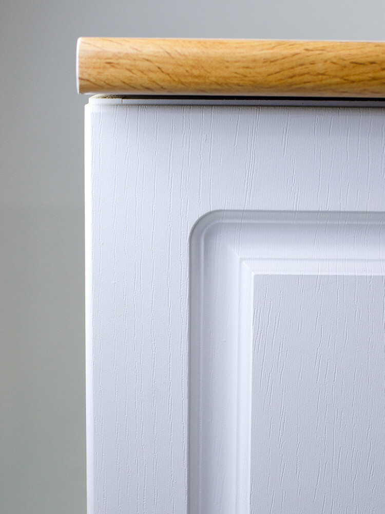 Стол торцевой 55 правый Ясень Белый фасад МДФ столешница цвет (Дуб Вотан) SANTREK HOME