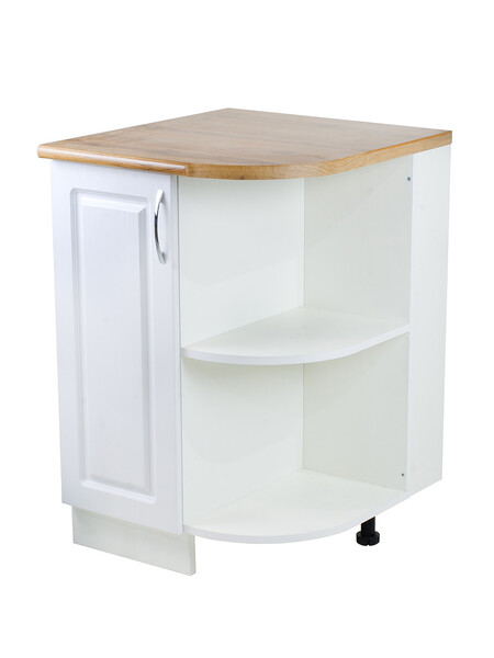 Стол торцевой 55 правый Ясень Белый фасад МДФ столешница цвет (Дуб Вотан) SANTREK HOME