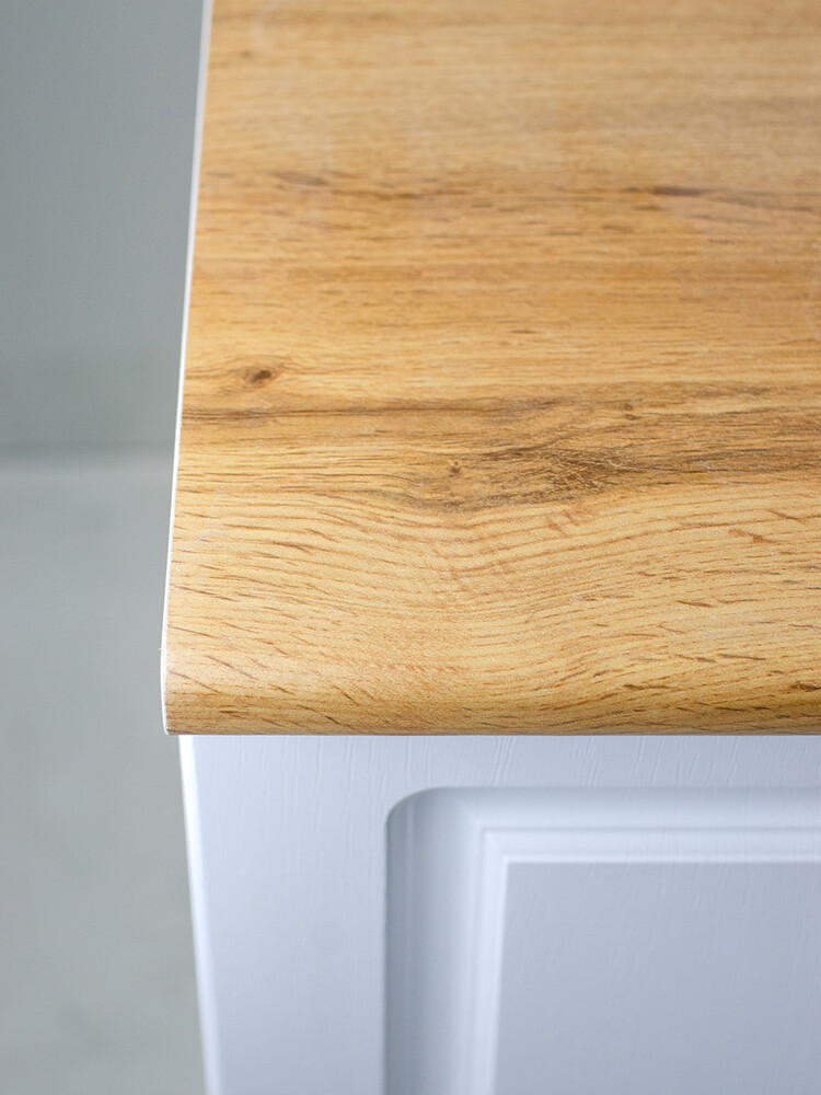 Стол торцевой 55 правый Ясень Белый фасад МДФ столешница цвет (Дуб Вотан) SANTREK HOME