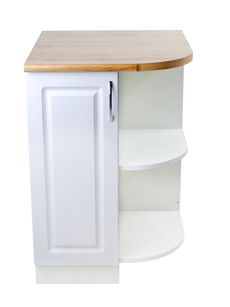 Стол торцевой 55 правый Ясень Белый фасад МДФ столешница цвет (Дуб Вотан) SANTREK HOME