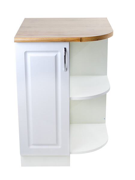 Стол торцевой 55 правый Ясень Белый фасад МДФ столешница цвет (Дуб Вотан) SANTREK HOME