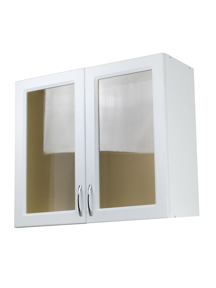 Шкаф для посуды 60 (со стеклом) Ясень Белый фасад МДФ SANTREK HOME