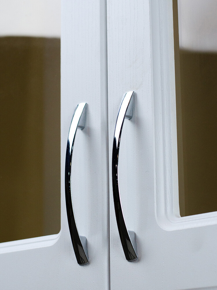 Шкаф для посуды 60 (со стеклом) Ясень Белый фасад МДФ SANTREK HOME