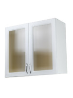 Шкаф для посуды 80 (со стеклом) Ясень Белый фасад МДФ SANTREK HOME