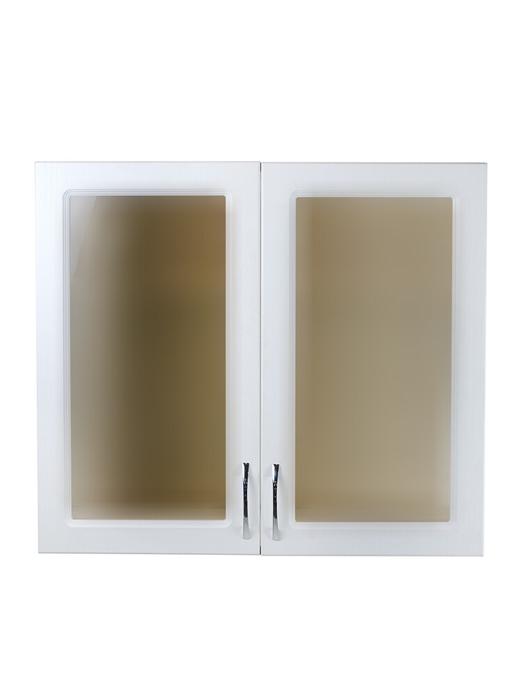 Шкаф для посуды 80 (со стеклом) Ясень Белый фасад МДФ SANTREK HOME