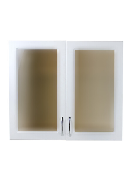 Шкаф для посуды 80 (со стеклом) Ясень Белый фасад МДФ SANTREK HOME