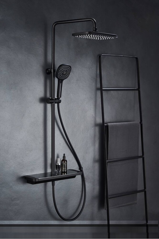 SK-H3145H Смеситель с душевой стойкой SAVOL шар.d 35  на гайке, чёрный