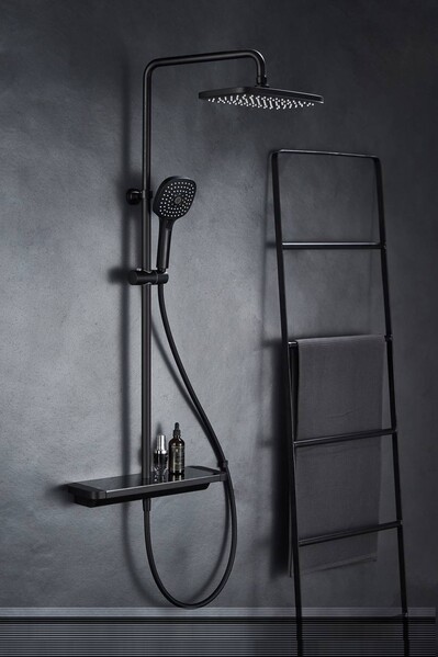 SK-H3145H Смеситель с душевой стойкой SAVOL шар.d 35  на гайке, чёрный