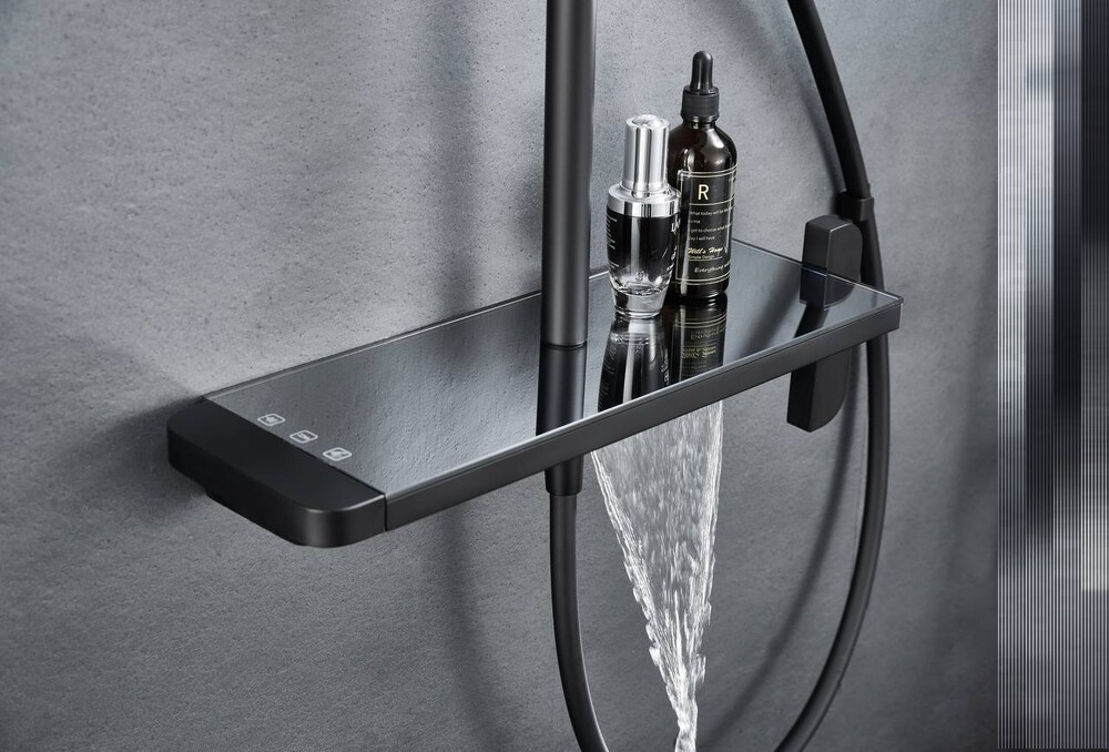 SK-H3145H Смеситель с душевой стойкой SAVOL шар.d 35  на гайке, чёрный