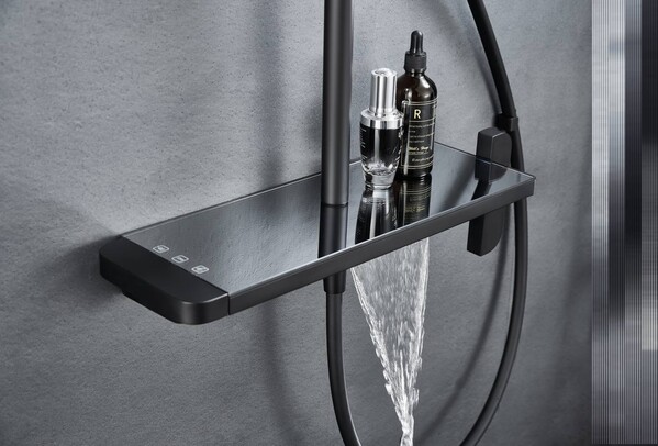 SK-H3145H Смеситель с душевой стойкой SAVOL шар.d 35  на гайке, чёрный