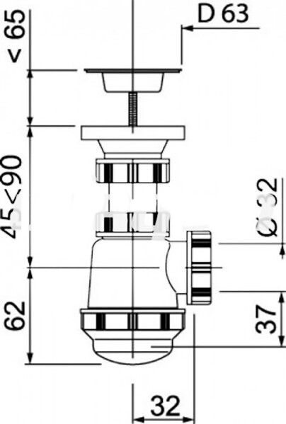 ВП 5059 Сифон 1 1/4 * 32 мм с выпуском для биде и умывальников
