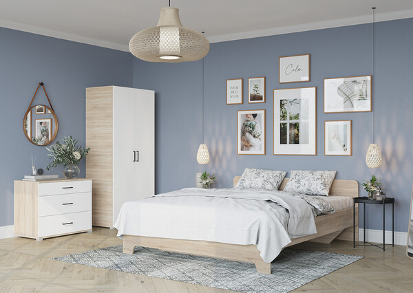 Victor Шкаф 2-х створчатый сонома/белый (3 места)