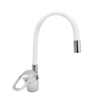 Смеситель Кухня DIABLO 1200-H-249-1 шар. d40 гибкий излив (белый), НА ГАЙКЕ