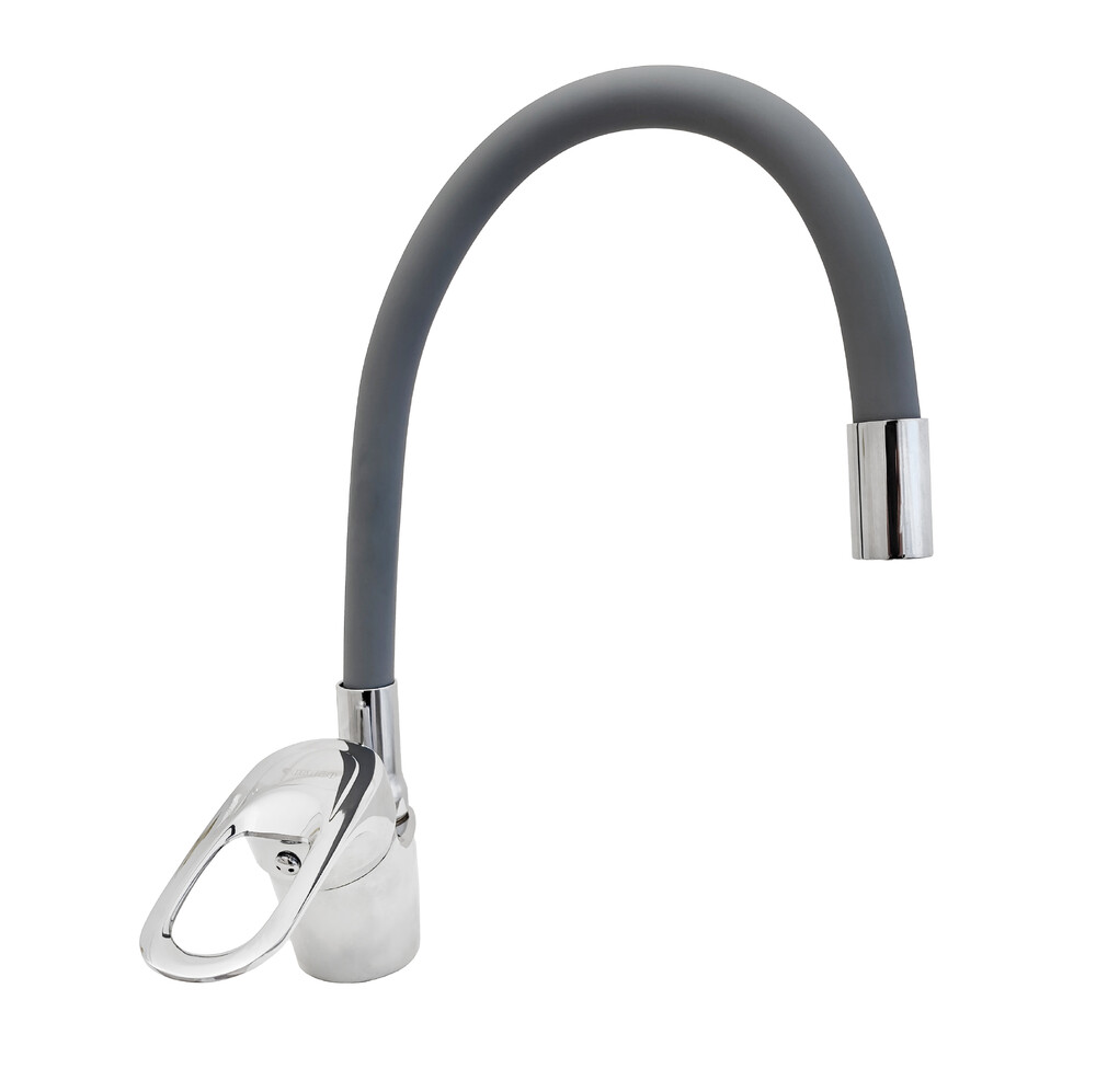 Смеситель Кухня DIABLO 1200-H-249-2 шар. d40 гибкий излив (серый), НА ГАЙКЕ