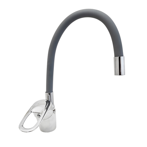 Смеситель Кухня DIABLO 1200-H-249-2 шар. d40 гибкий излив (серый), НА ГАЙКЕ