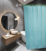 Штора д/ванн SANTREK HOME 180х180 PEVA 60140 с кольцами Голубой (П173)