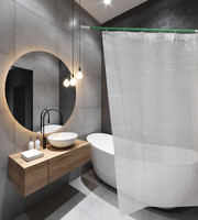 Штора д/ванн SANTREK HOME 180х180 PEVA 60301 с кольцами Булыжник (П170)