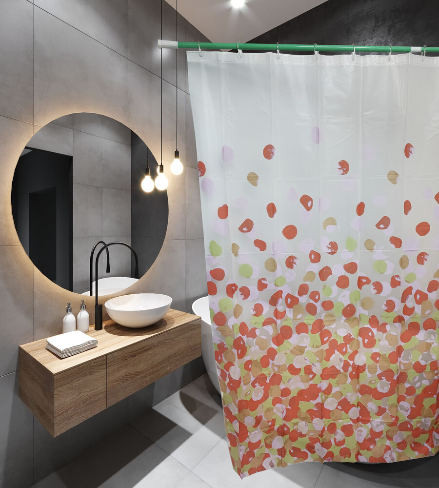 Штора д/ванн SANTREK HOME 180х180 PEVA 60617 с кольцами Лепесток (П177)