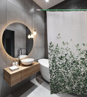 Штора д/ванн SANTREK HOME 180х180 PEVA 60619 с кольцами Зелёные листья (П178)