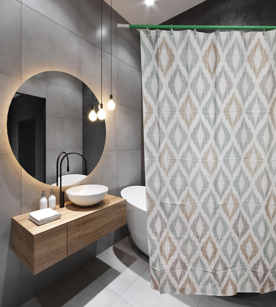 Штора д/ванн SANTREK HOME 180х180 PEVA 60623 с кольцами Кофейный камень (П179)