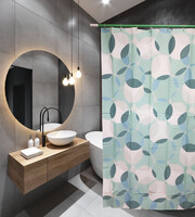 Штора д/ванн SANTREK HOME 180х180 PEVA 60628 с кольцами Зелёные лепестки (П180)
