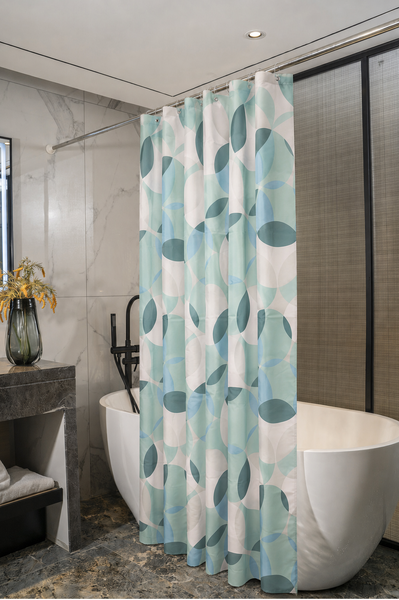 Штора д/ванн SANTREK HOME 180х180 PEVA 60628 с кольцами Зелёные лепестки (П180)