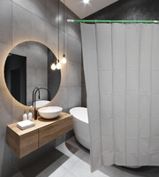 Штора д/ванн SANTREK HOME 180х180 Polyester 60047 с кольцами Серый (П161)