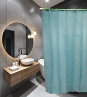 Штора д/ванн SANTREK HOME 180х180 Polyester 60572 с кольцамиТёмно-зелёный (П175)