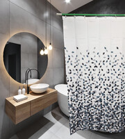 Штора д/ванн SANTREK HOME 180х180 ФОТОПРИНТ Polyester 60211 с кольцами Градиентный ромб (П167)